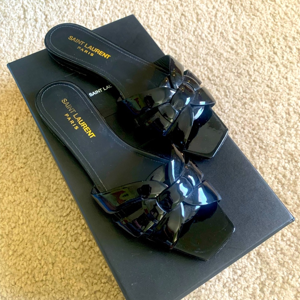 YSL tribute flat Patent Mule